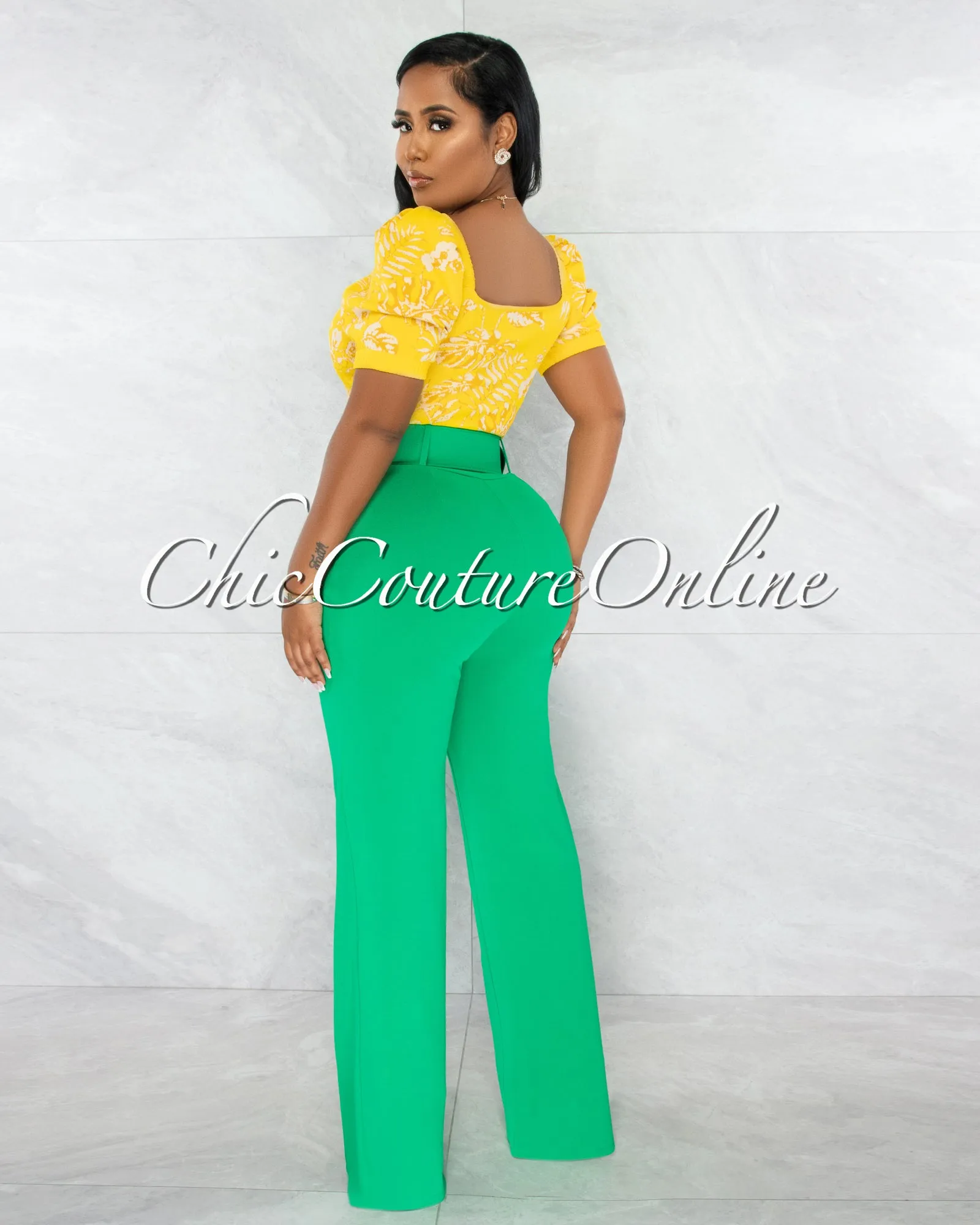 *Faina Kelly Green Belt High Waist Palazzo Pants sold by Chic Couture product image thumbnail 3