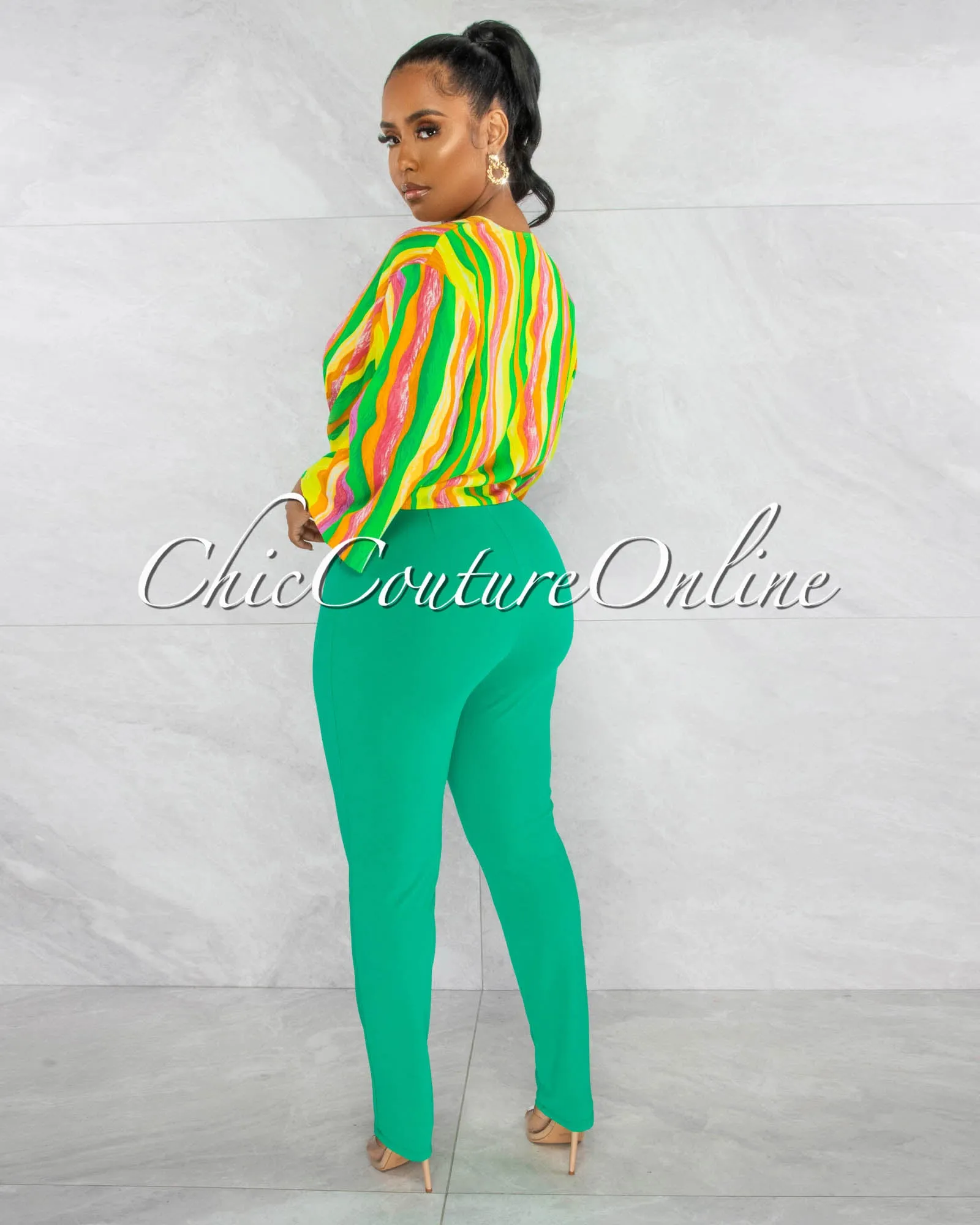 *Danna Green High-Waist Belt Pants sold by Chic Couture product image thumbnail 3