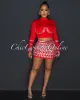 Birka Red Rhinestones Crop Top & Mini Skirt Set sold by Chic Couture