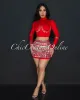 Birka Red Rhinestones Crop Top & Mini Skirt Set sold by Chic Couture