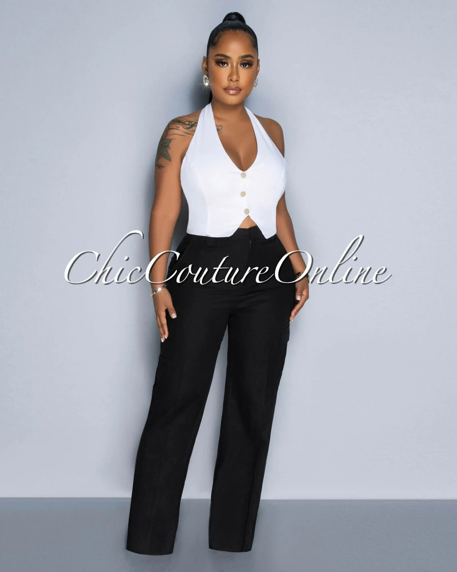 *Kerly Black Cargo Linen Pants sold by Chic Couture product image thumbnail 2