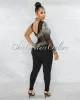 *Zulia Black Mesh Rhinestones Single Sleeve Jumpsuit sold by Chic Couture