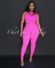 Alera Fuchsia Cut Out Crop Top & Leggings Ribbed Sculpting Set sold by Chic Couture