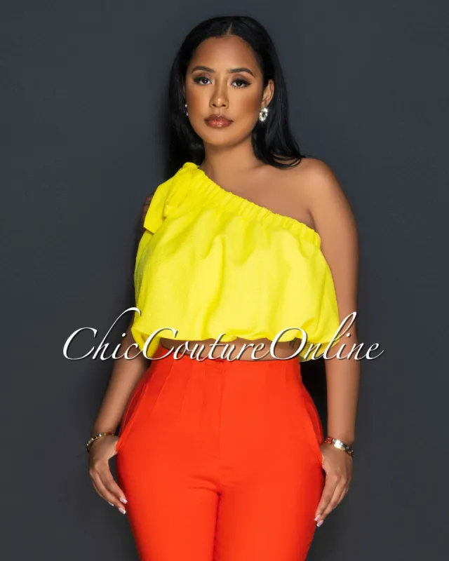 Taraz Yellow Single Shoulder Crop Top sold by Chic Couture