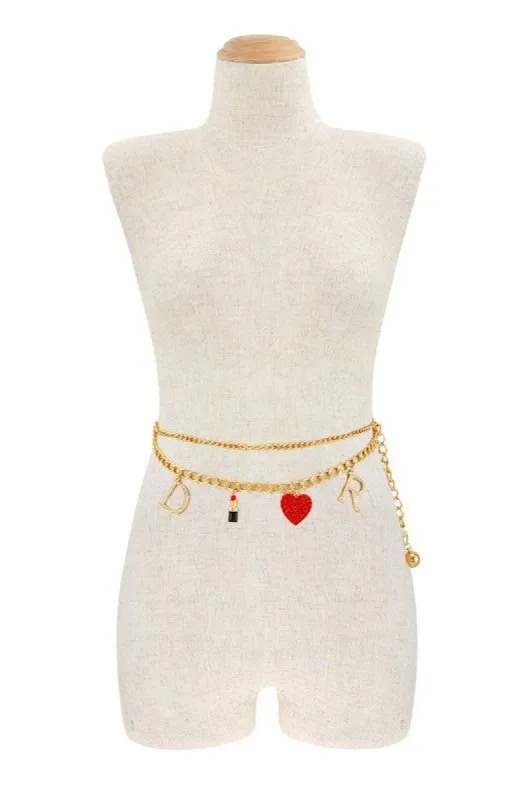 Iman Metal Chain D Charm Body Jewelry Layered Belt sold by Chic Couture