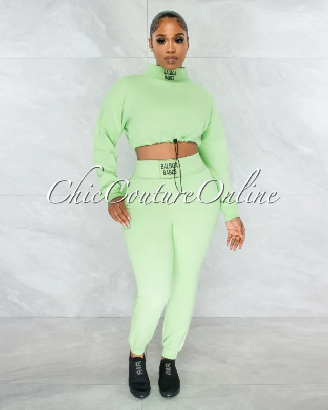 *Balboa Baby Green Crop Sweater & Jogger Two Piece Set sold by Chic Couture