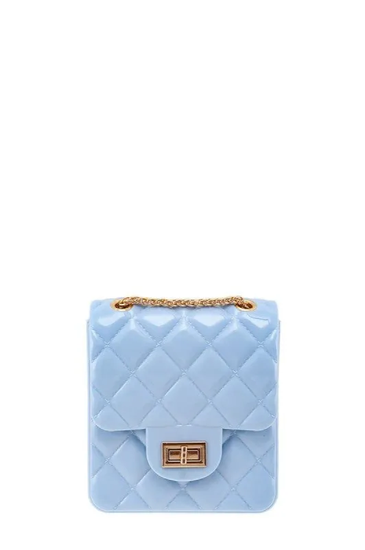Eddy Blue Diamond Quilted Pattern Square Small Jelly Bag sold by Chic Couture