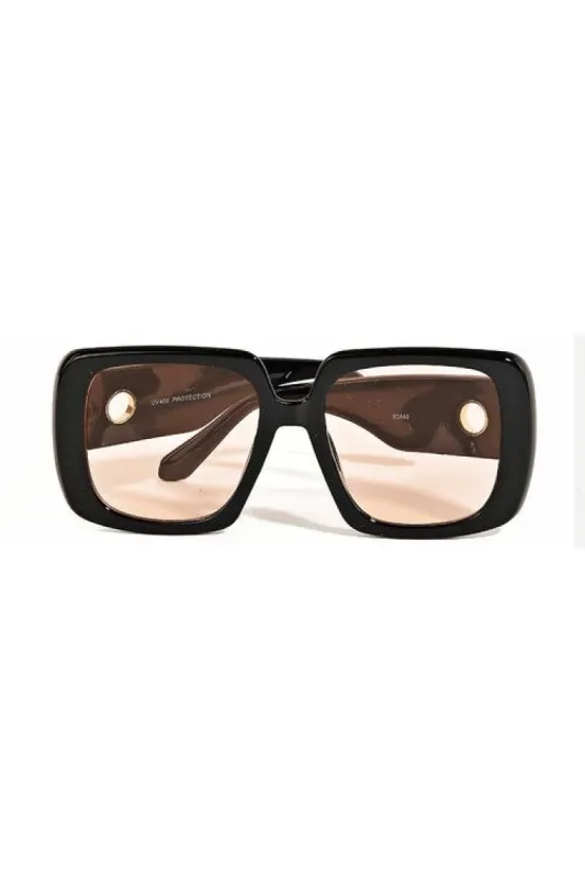 Kora Blush Lens Acetate Square Frame Sunglasses sold by Chic Couture