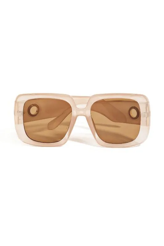 Kora Blush Pink Acetate Square Frame Sunglasses sold by Chic Couture