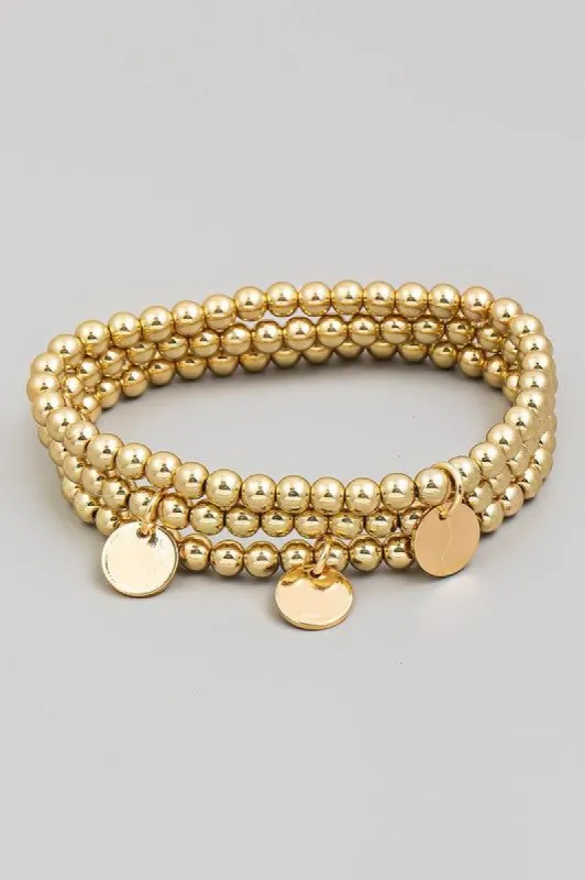 Adina Polished Metallic Beaded Bracelet sold by Chic Couture