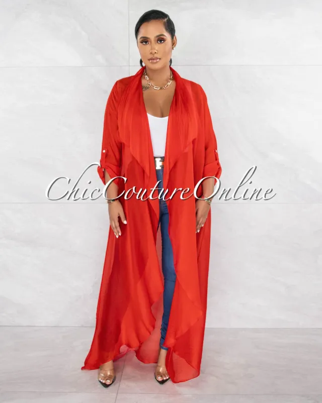 *Gloriana Red Sheer Long Duster made by Chic Couture