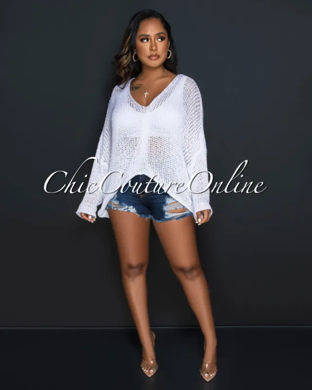Devana Off-White Cover-Up Crochet Top sold by Chic Couture