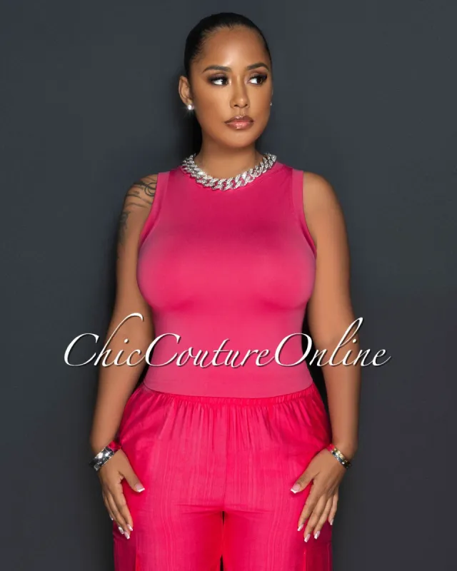 Neena Fuchsia Basic Crop Top sold by Chic Couture