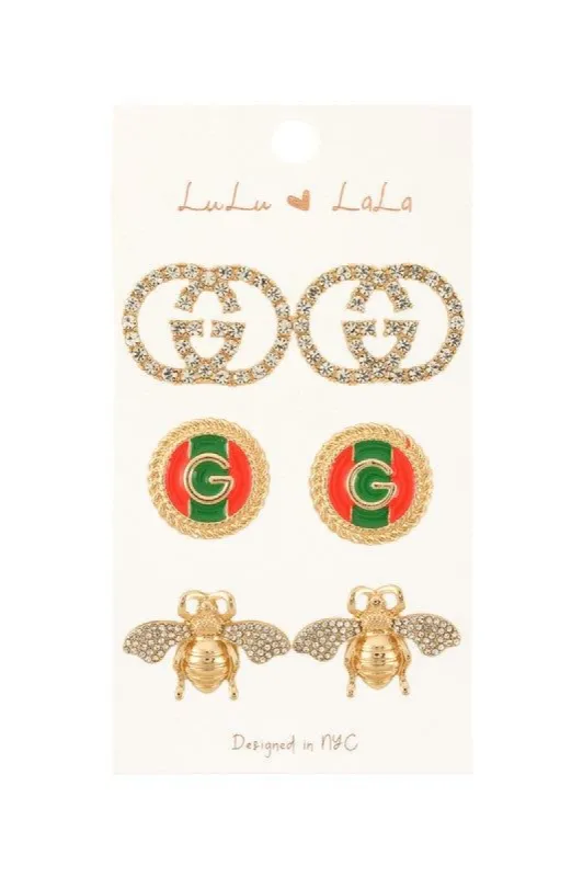 Toni Bee and Green Red Circle Stud Earrings sold by Chic Couture