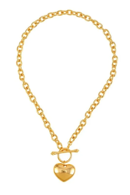 Amanza Heart Pendant Metal Chain Necklace sold by Chic Couture