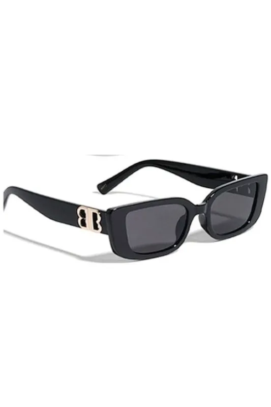 Cassandra Black Rectangle Sunglasses sold by Chic Couture
