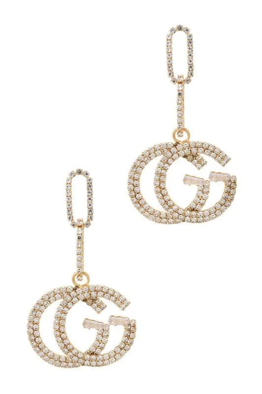Anahi G Rhinestones Dangle Earrings sold by Chic Couture
