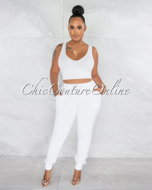 *Danner White Jogger Sweatpants sold by chic