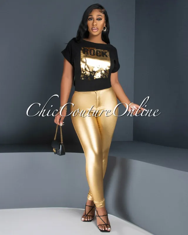 Danesia Black Gold Graphic T-Shirt sold by Chic Couture