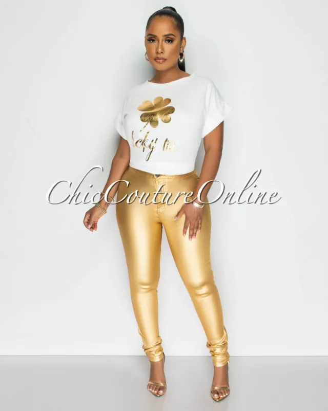 Sabina White Gold Graphic T-Shirt sold by Chic Couture