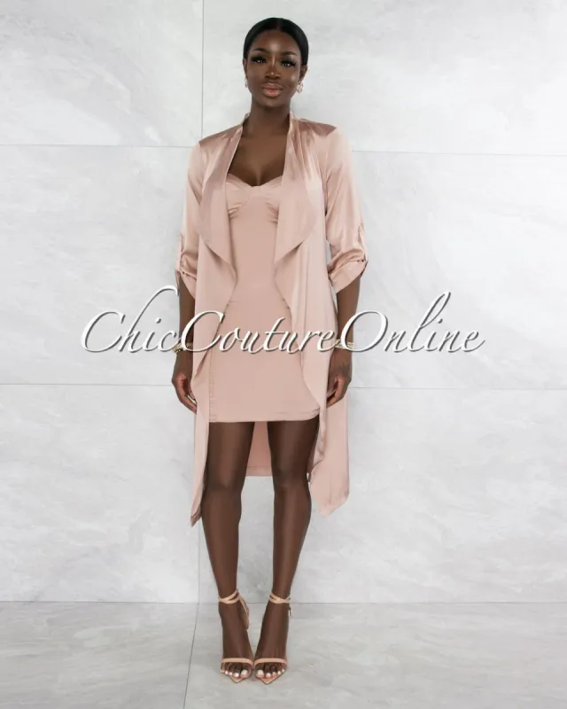 *Charmie Mauve Padded Cups Dress & Duster Silky Set sold by chic