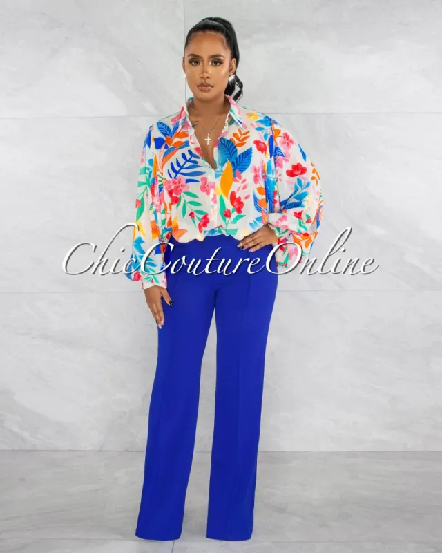 *Marcie Royal Blue High Waist Straight Legs Pants sold by Chic Couture