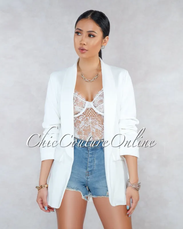 Stephanelle Off-White Boyfriend Blazer sold by chic