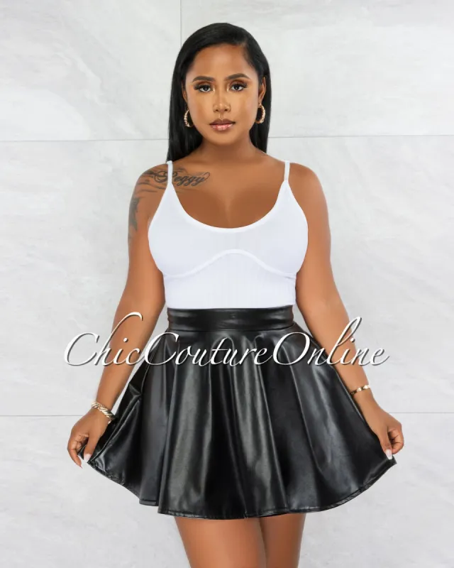 Zada White Trim Details Ribbed Crop Top sold by Chic Couture