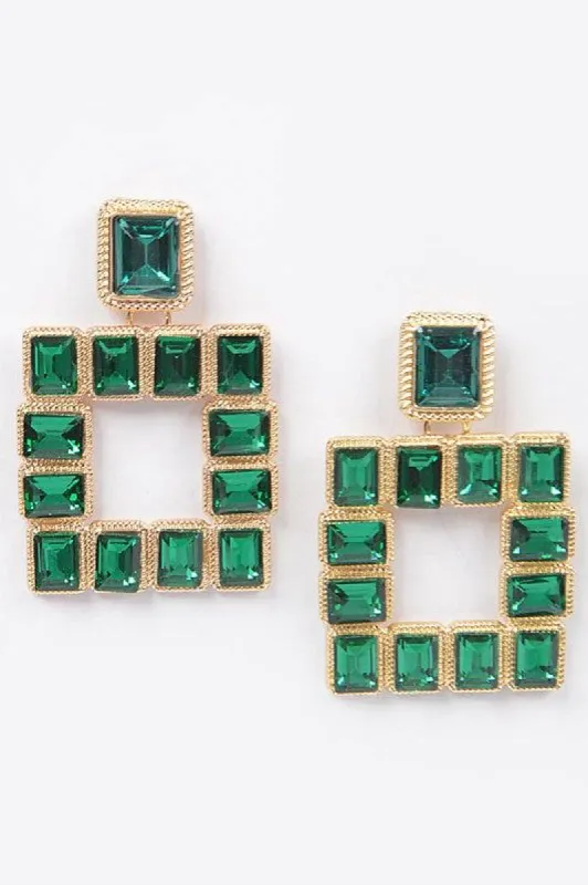 Kamila Emerald Green Rhinestone Cubic Earring sold by chic