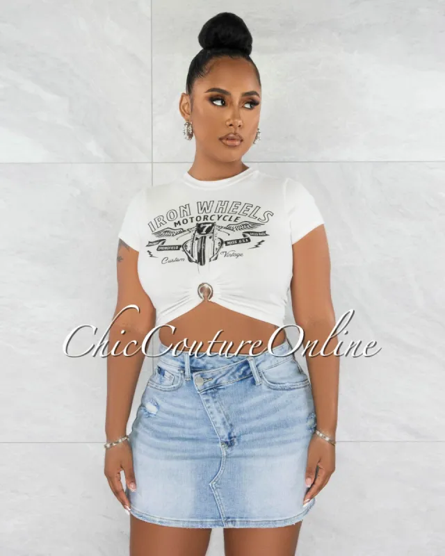 Taite Off-White Black Graphic Silver Accent Crop T-Shirt sold by Chic Couture