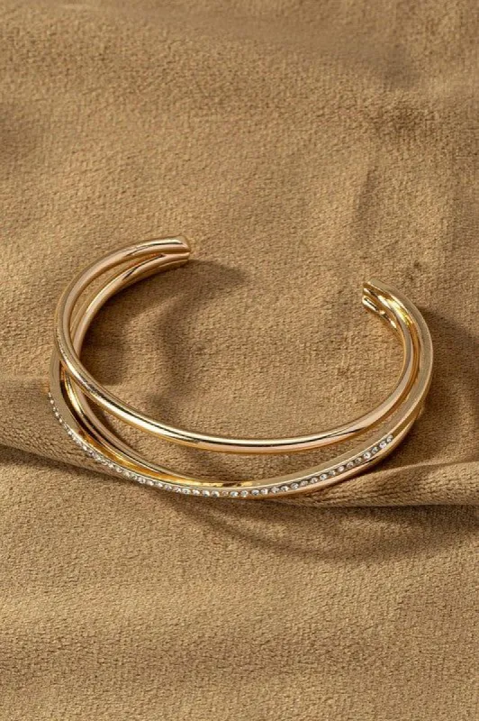 Sonny 3 Layer Pave Rhinestone Cuff Bracelet sold by chic