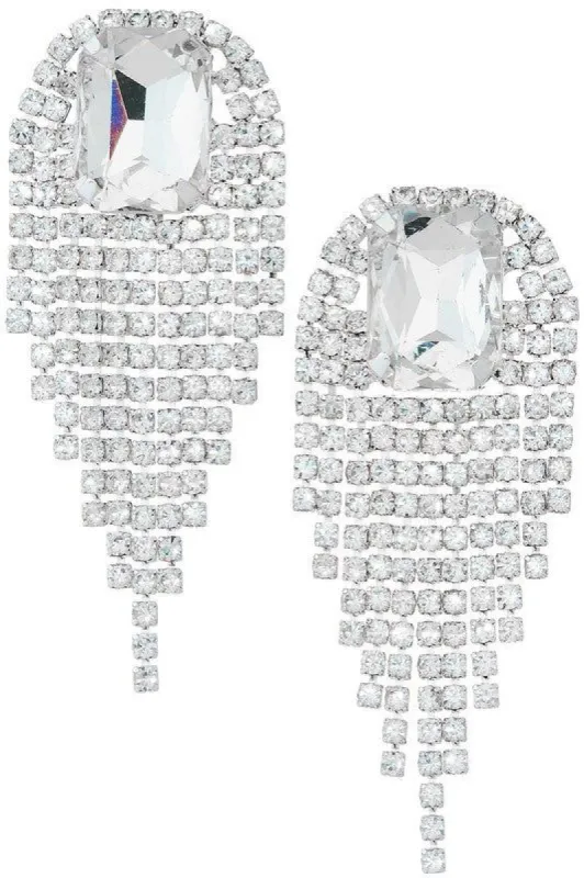 Anitha Clear Gemstone Tassel Earrings sold by Chic Couture