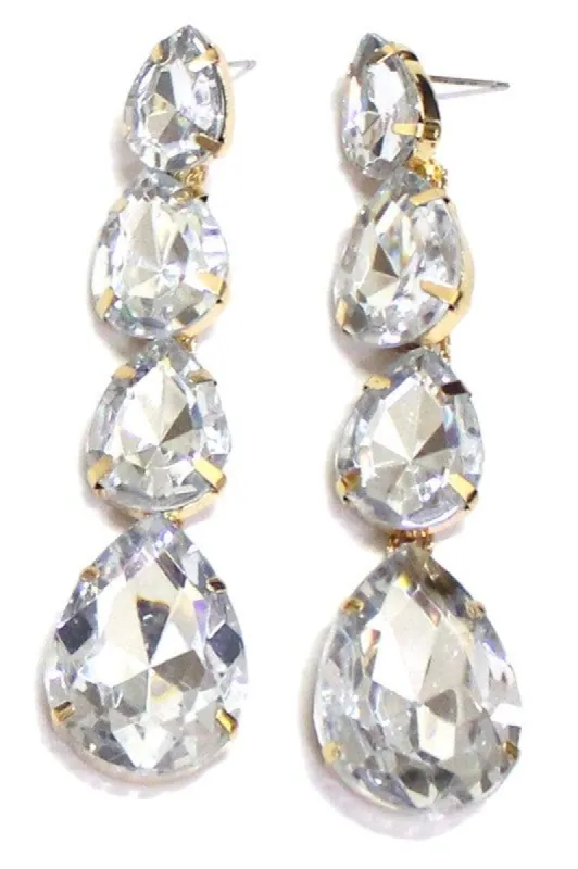 Martina Clear Teardrop Rhinestones Dangle Earrings sold by chic