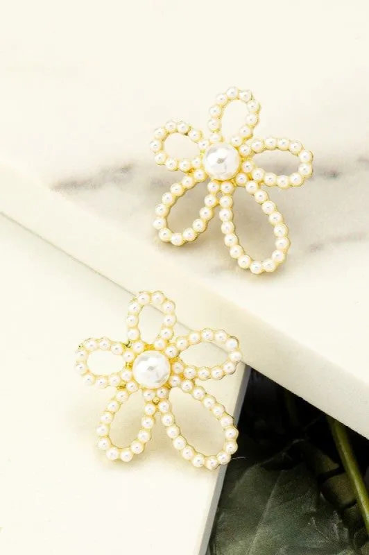 Julia Pearl Cutout Stud Earrings sold by Chic Couture