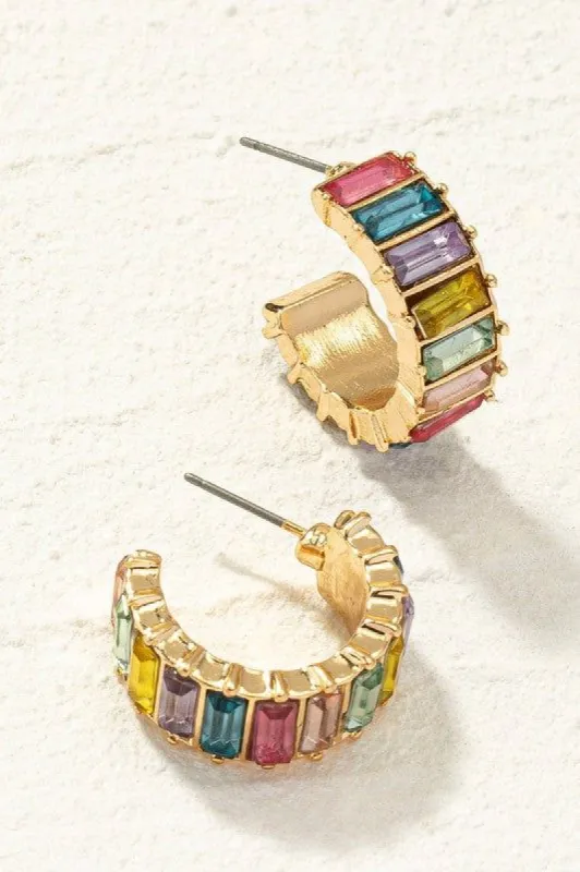 Danielle Gold Multi Color Hoop Earrings made by Chic Couture