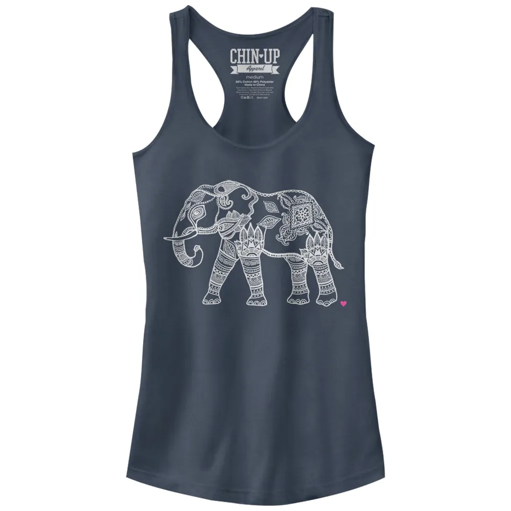Junior's CHIN UP Zen Elephant Racerback Tank Top sold by Chin Up Apparel
