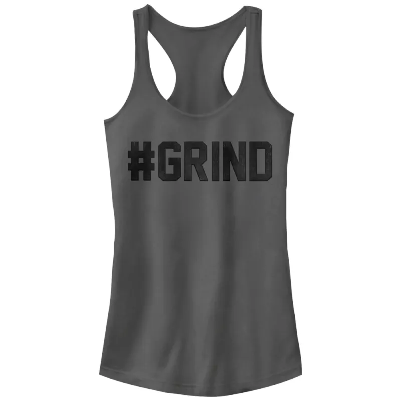 Junior's CHIN UP Hashtag Grind Racerback Tank Top sold by Chin Up Apparel