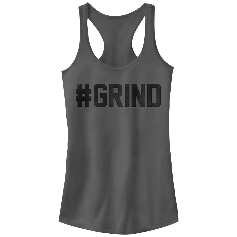 Junior's CHIN UP Hashtag Grind Racerback Tank Top sold by Chin Up Apparel