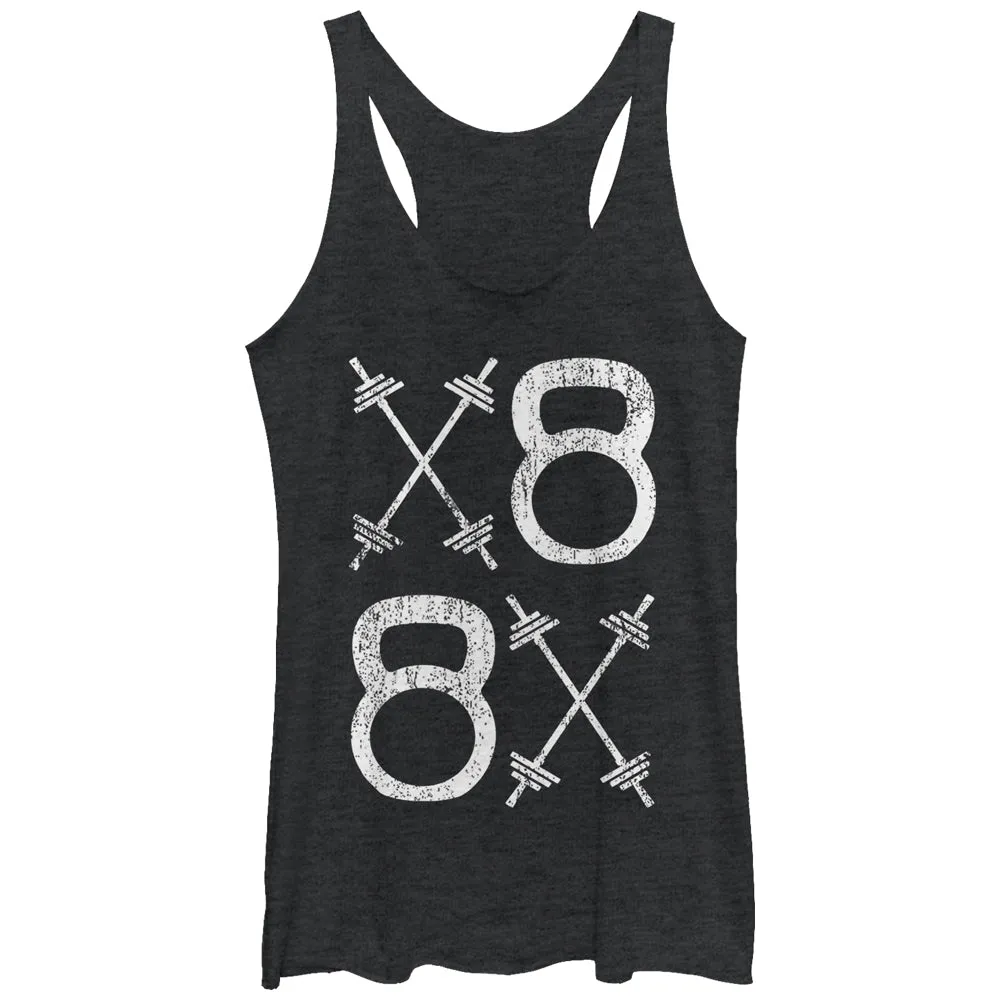 Women's CHIN UP XO Kettlebells and Barbells Racerback Tank Top sold by Chin Up Apparel