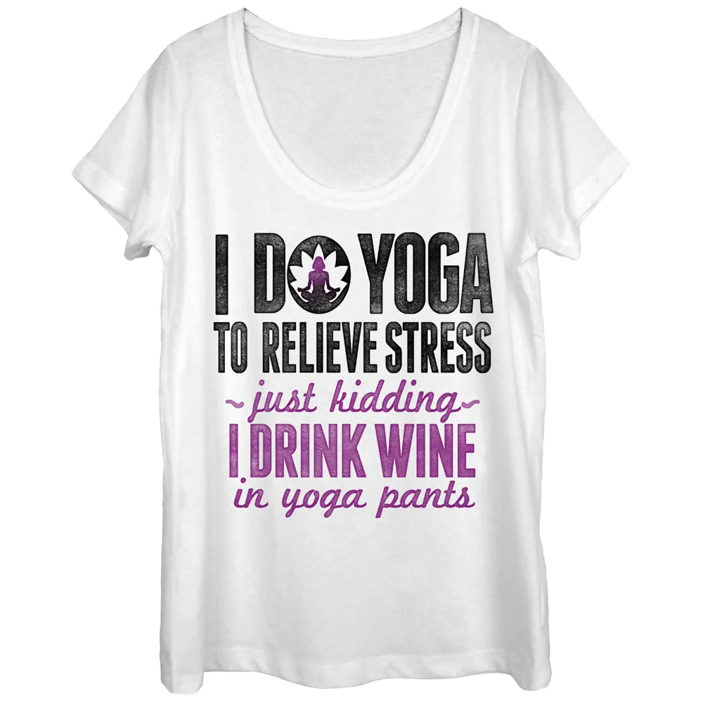 Women's CHIN UP Drink Wine in Yoga Pants Scoop Neck sold by Chin Up Apparel