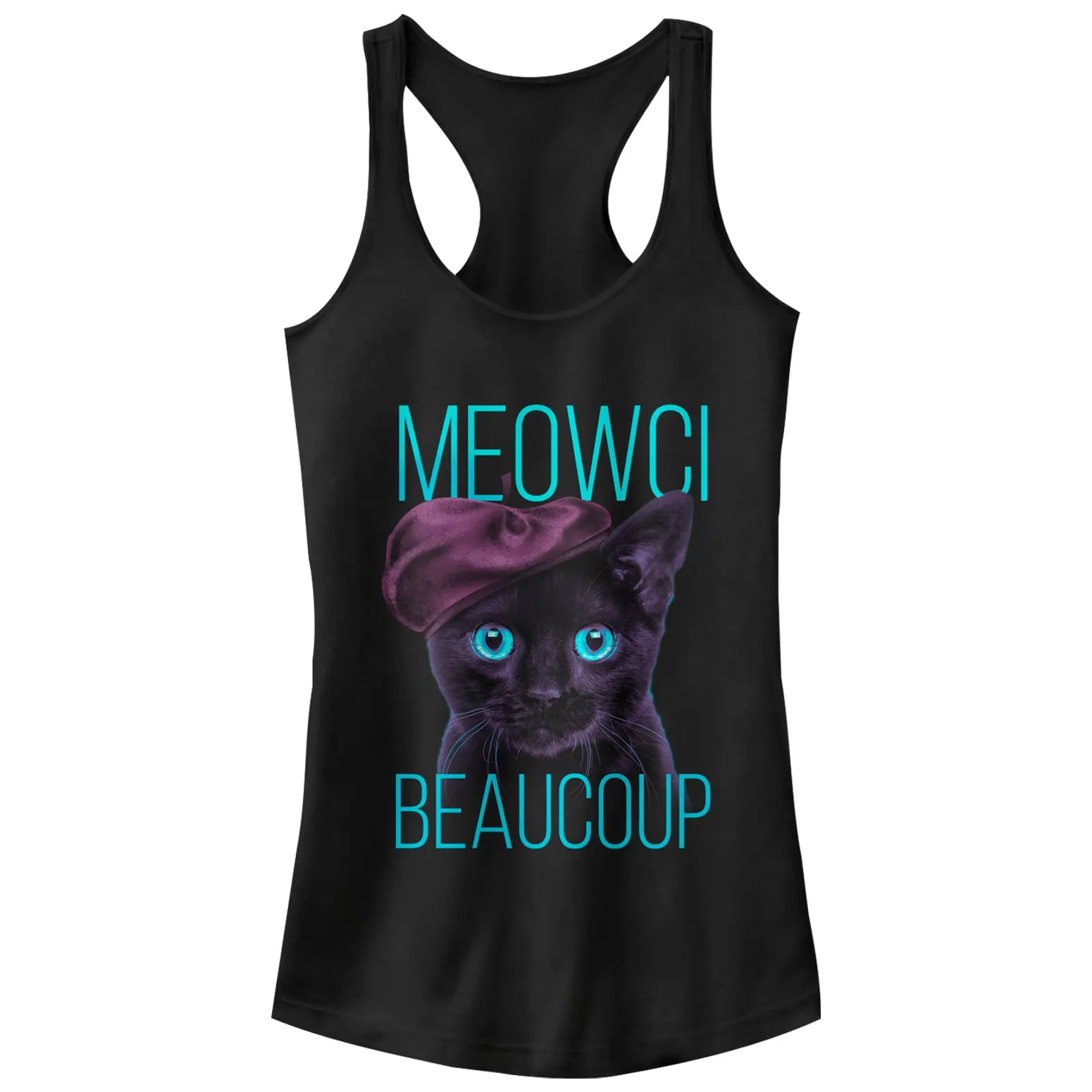 Junior's CHIN UP French Cat Racerback Tank Top sold by Chin Up Apparel