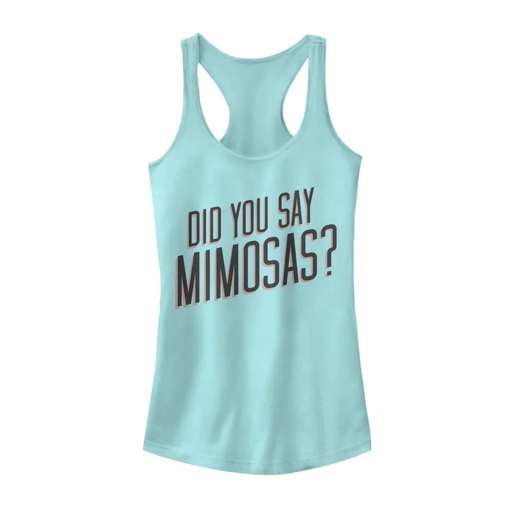 Junior's CHIN UP Say Mimosas Racerback Tank Top sold by Chin Up Apparel