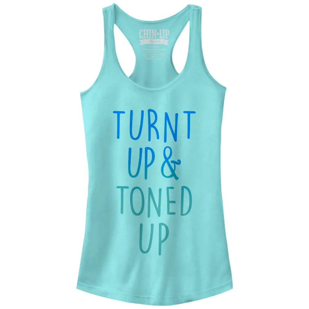 Junior's CHIN UP Turnt Up and Toned Up Racerback Tank Top sold by Chin Up Apparel