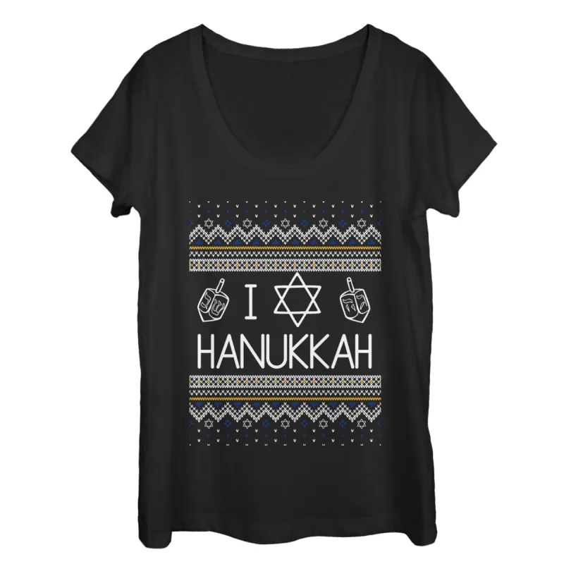 Women's CHIN UP Hanukkah Ugly Sweater Scoop Neck made by Chin Up Apparel