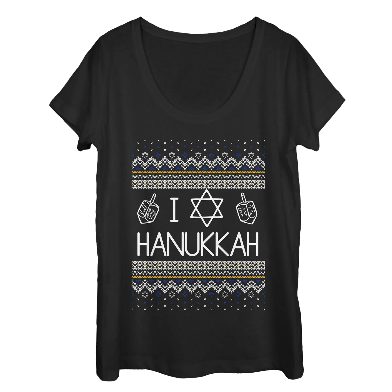 Women's CHIN UP Hanukkah Ugly Sweater Scoop Neck sold by Chin Up Apparel