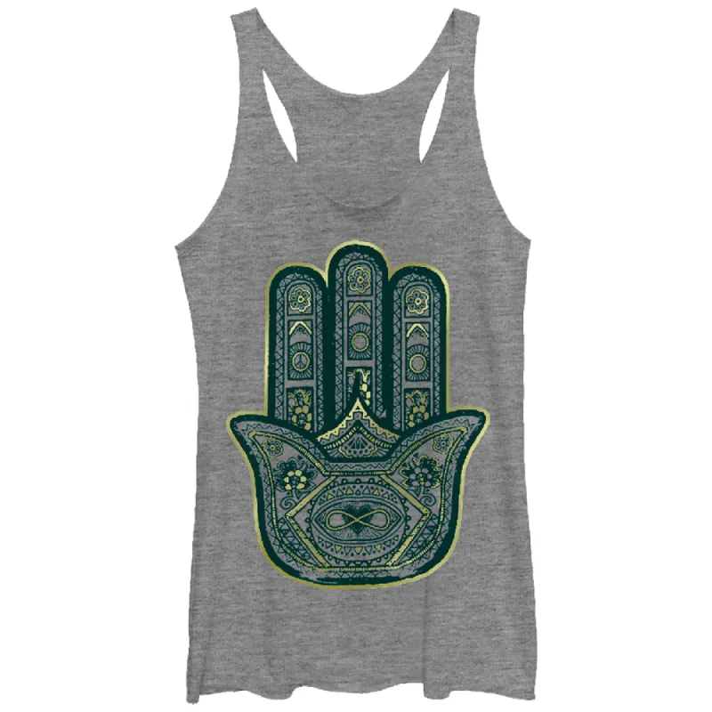 Women's CHIN UP Distressed Hamsa Racerback Tank Top sold by Chin Up Apparel