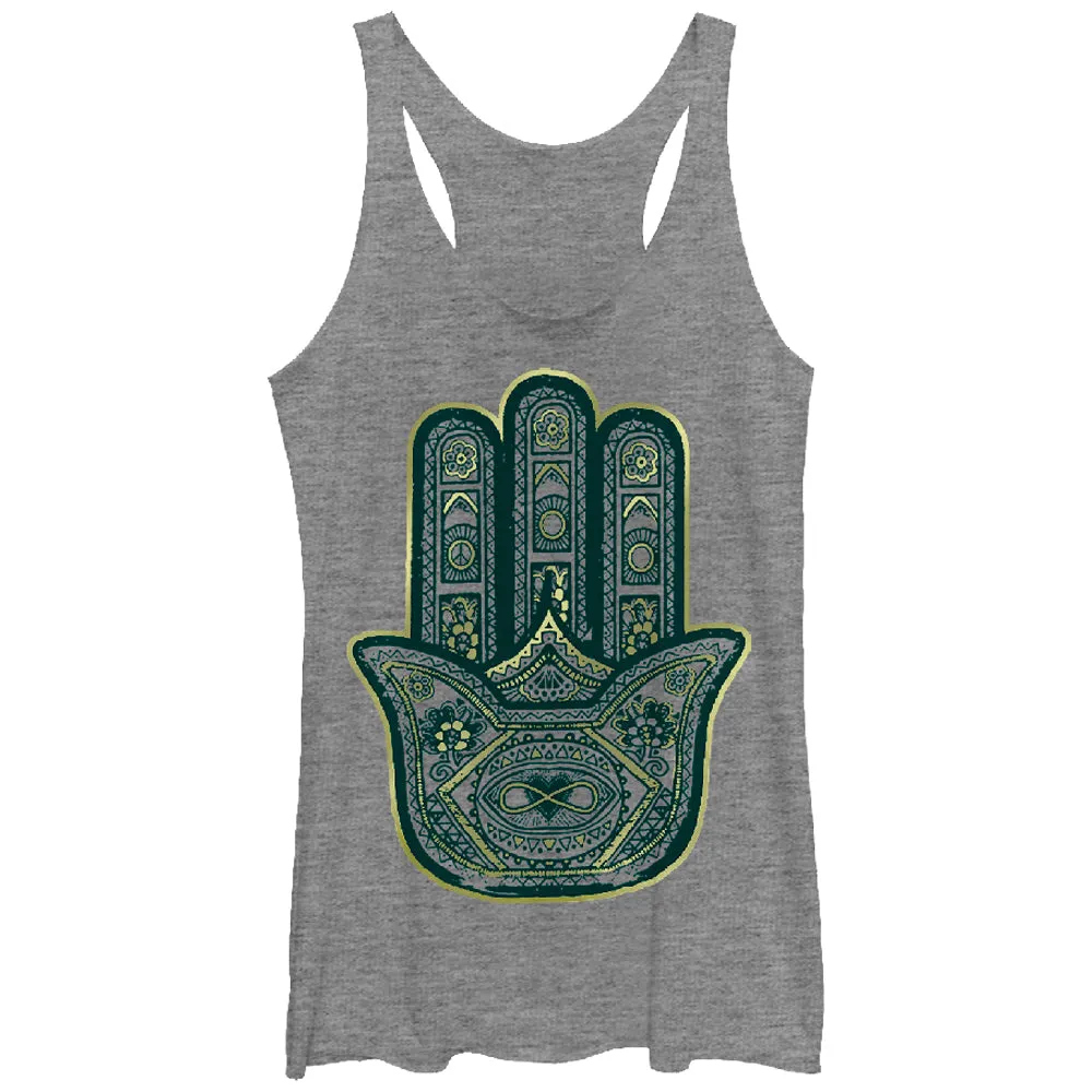 Women's CHIN UP Distressed Hamsa Racerback Tank Top sold by Chin Up Apparel