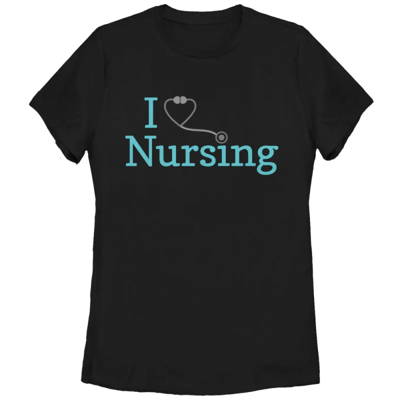 Women's CHIN UP I Love Nursing Stethoscope T-Shirt sold by Chin Up Apparel