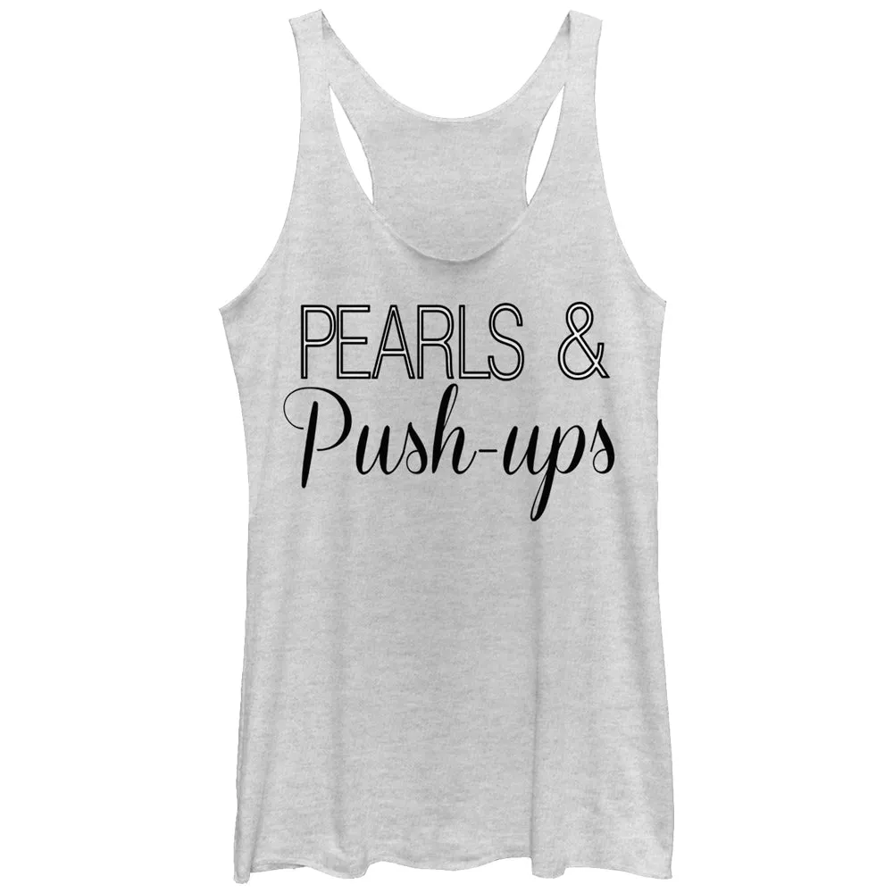 Women's CHIN UP Pearls and Push-Ups Racerback Tank Top sold by Chin Up Apparel