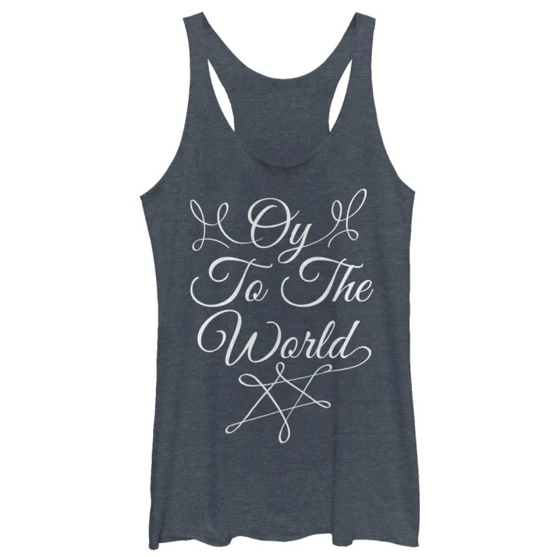 Women's CHIN UP Hanukkah Oy to the World Racerback Tank Top sold by Chin Up Apparel